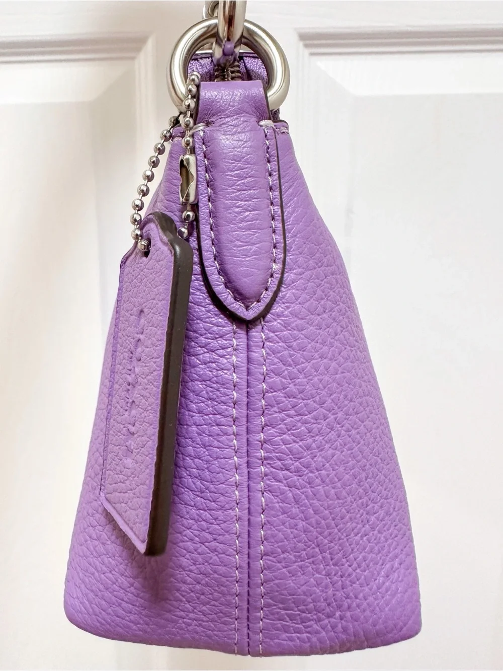 Coach Charlotte Shoulder Bag Iris Purple Pebbled Leather Chain Strap‎ NWT